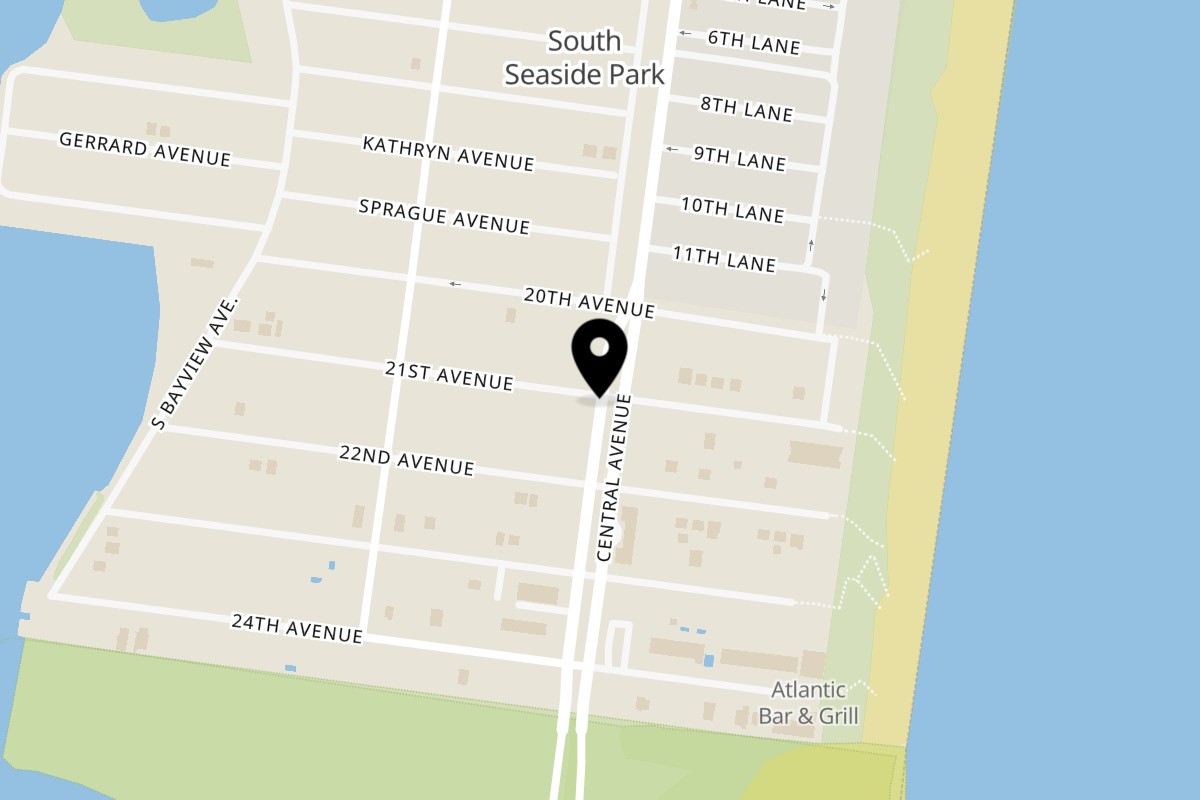 Map showing the location of Berkeley Cut Steakhouse on 2204 Central Ave in Seaside Park